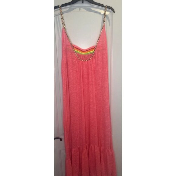 PITUSA Women's Hot Pink Braided Low Back Sleeveless Maxi Dress Sz Standard Beach - Picture 5 of 10